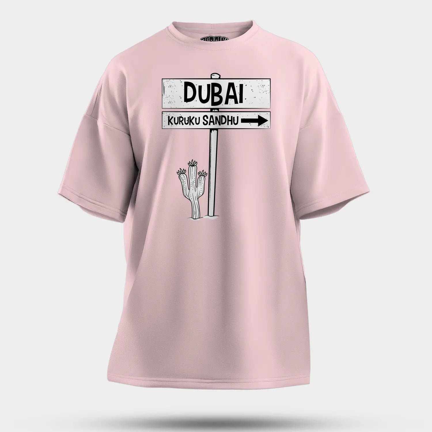 Dubai Kuruku Sandhu Men/Unisex Oversized T-Shirt in Light Baby Pink Color