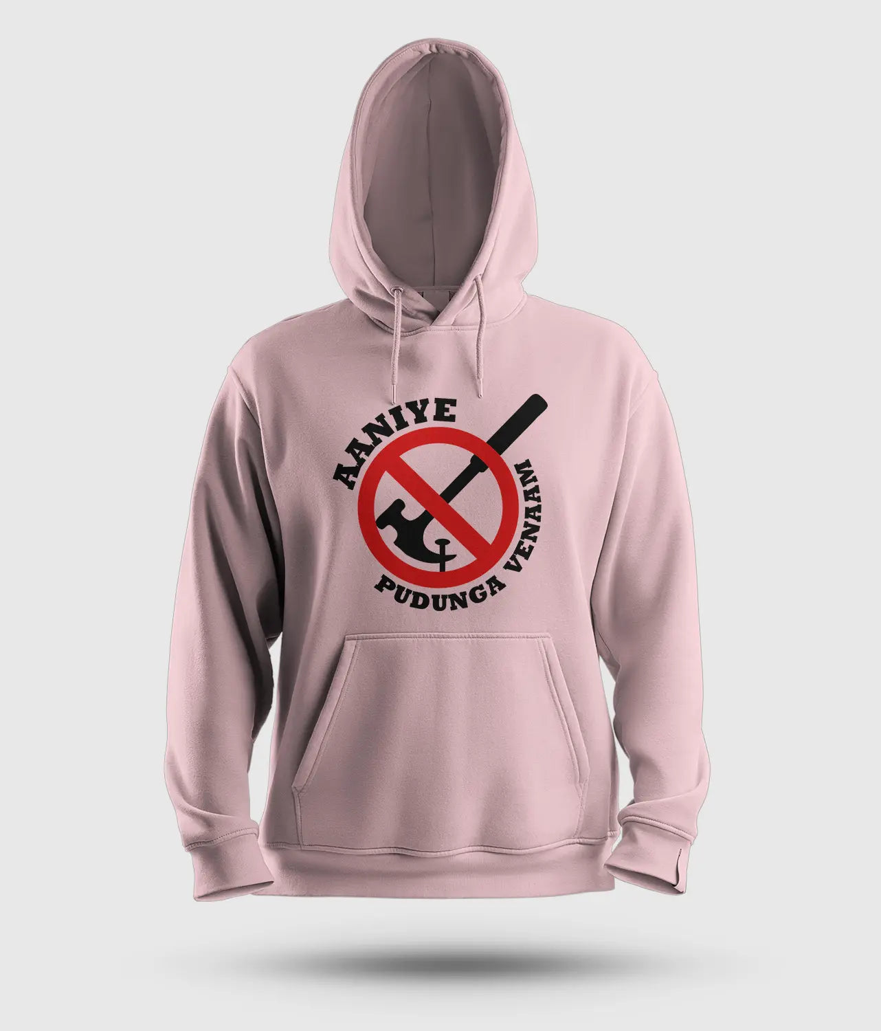 Aaniye Pudunga Venaam Men/Unisex Hoodie in Light Baby Pink Color