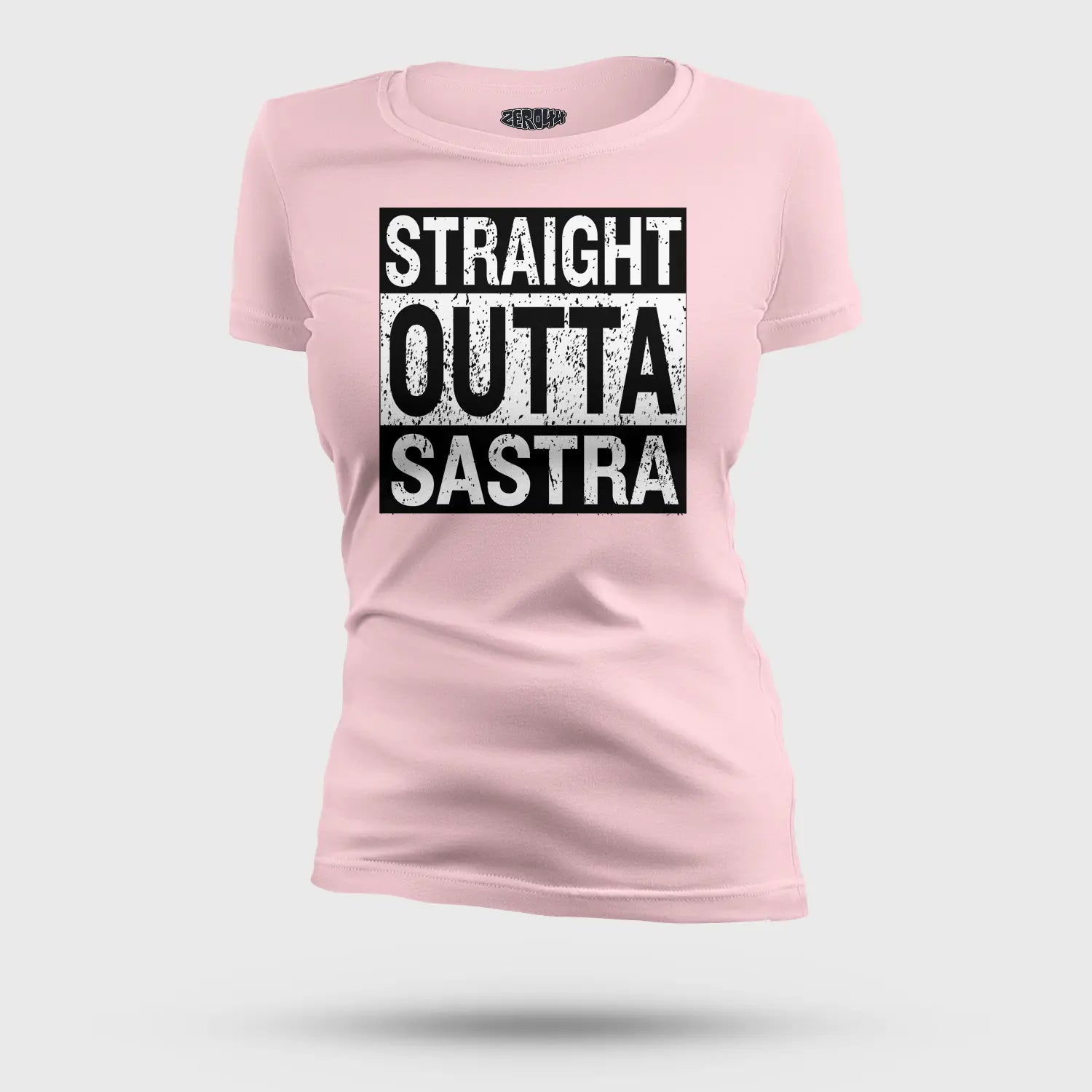 Straight Outta Sastra Women's T-Shirt in Light Baby Pink Color