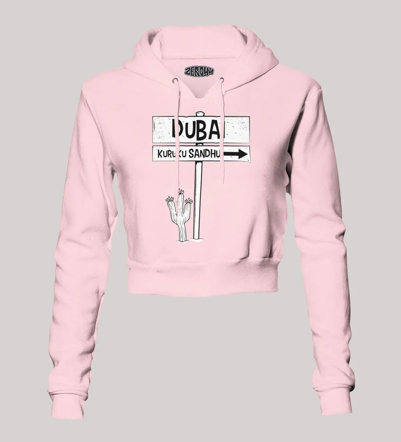 Dubai Kuruku Sandhu Women's Crop Hoodies in Light Baby Pink Color
