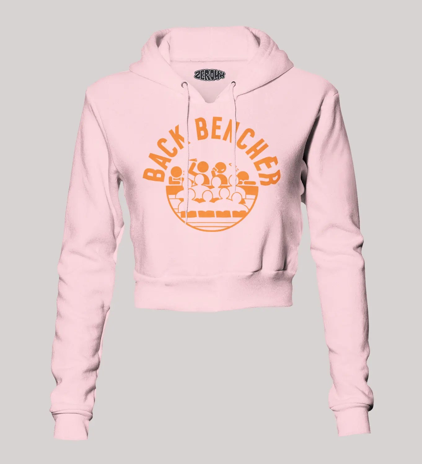 Back Bencher Women's Crop Hoodies in Light Baby Pink Color