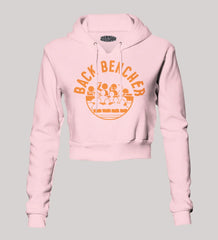 Back Bencher Women's Crop Hoodies in Light Baby Pink Color