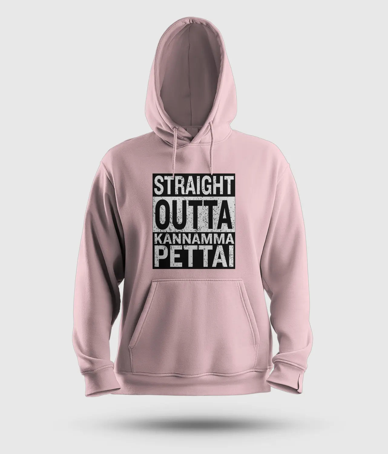 Straight Outta Kannamma Pettai Men/Unisex Hoodie in Light Baby Pink Color