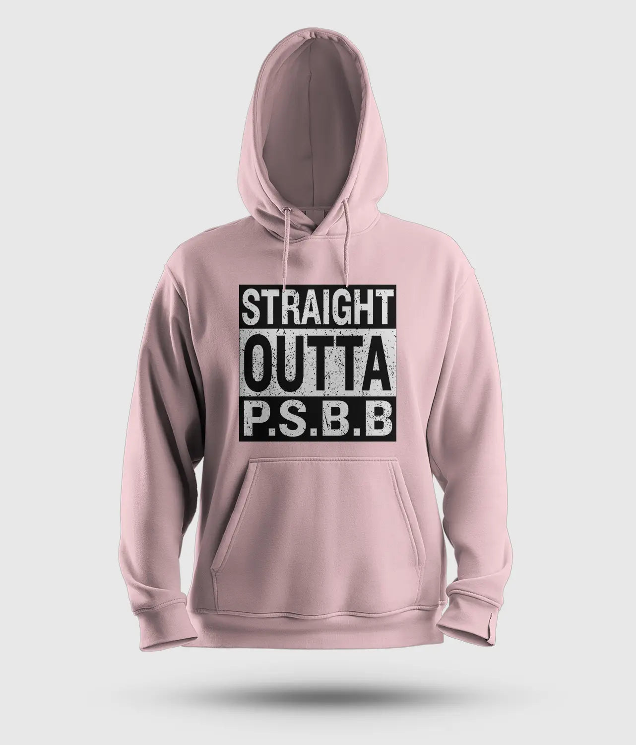 Straight Outta Psbb Men/Unisex Hoodie in Light Baby Pink Color