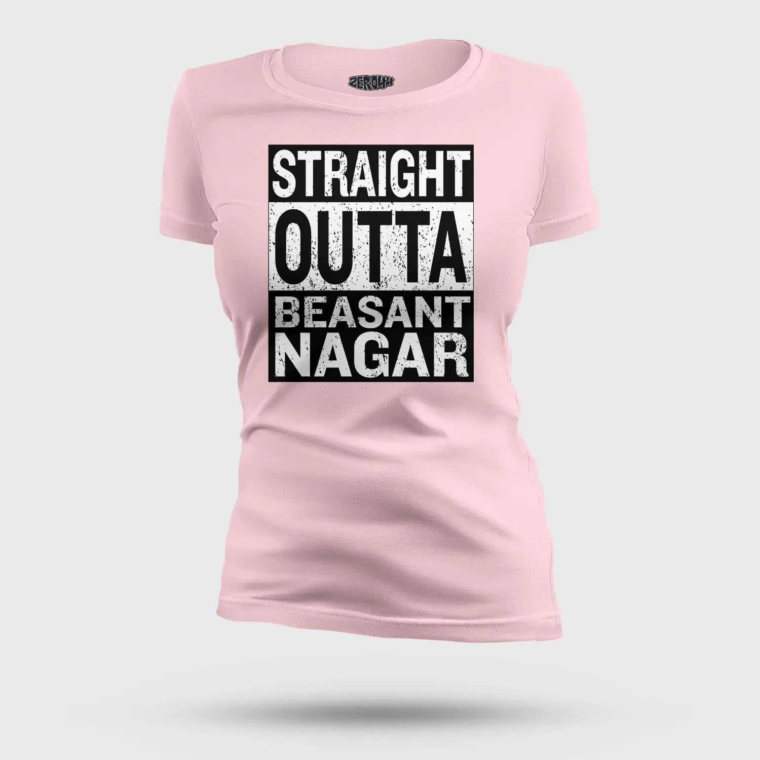 Straight Outta Beasant Nagar Women's T-Shirt in Light Baby Pink Color