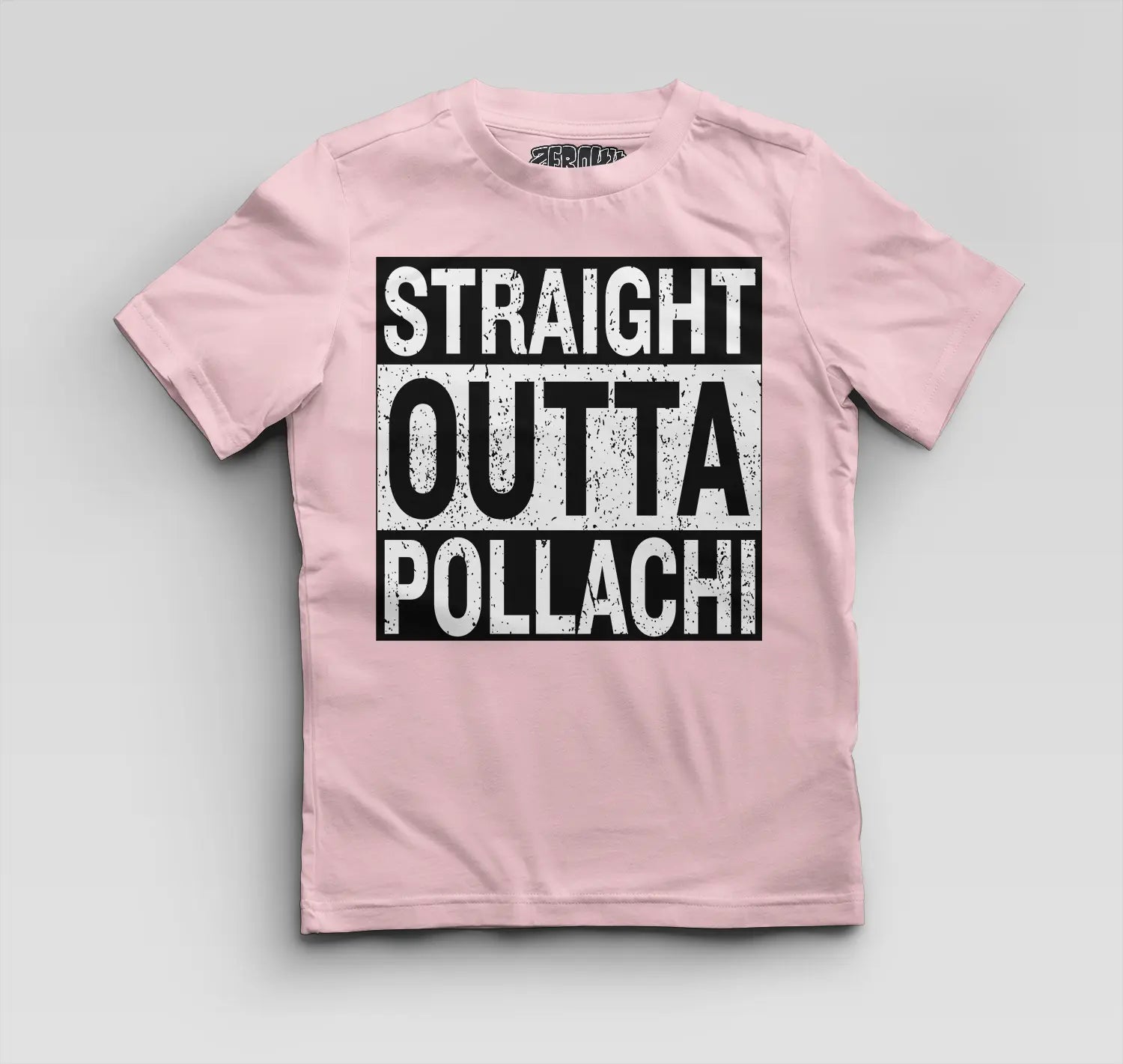 Straight Outta Pollachi Boys Round Neck T-Shirt in Light Baby Pink Color