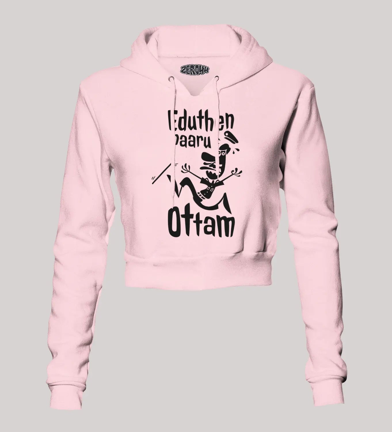 Eduthen Paaru Ottam Women's Crop Hoodies in Light Baby Pink Color