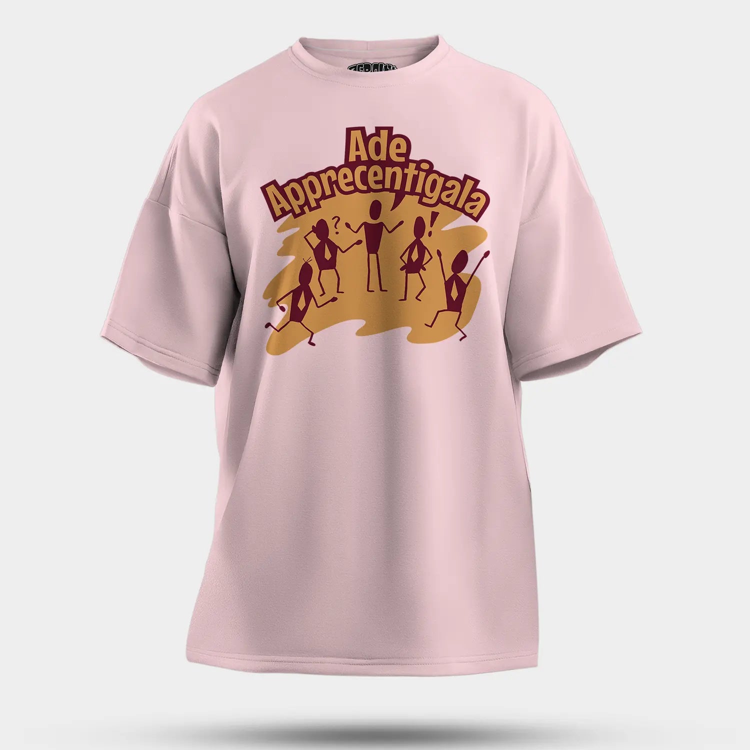 Ade Apprecentingala Men/Unisex Oversized T-Shirt in Light Baby Pink Color