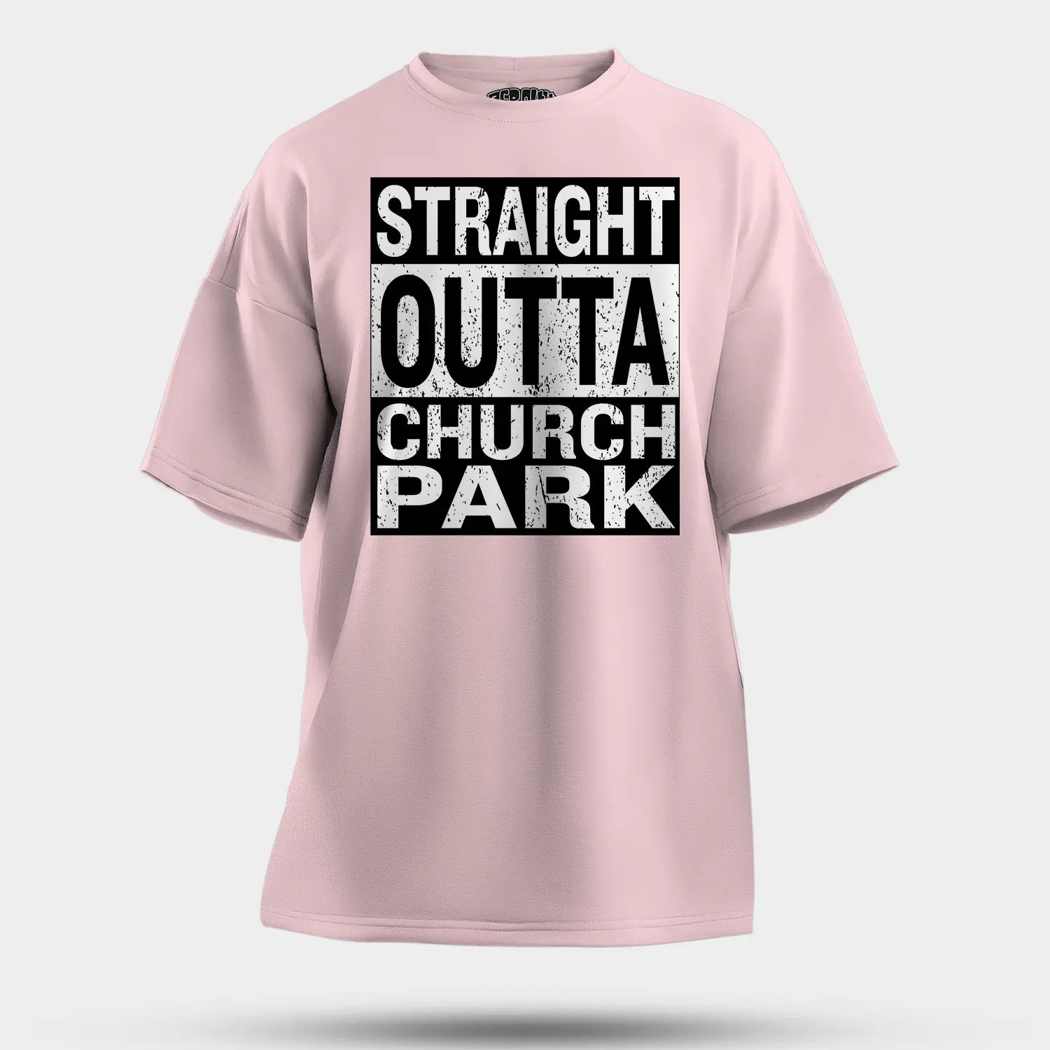 Straight Outta Church Park Men/Unisex Oversized T-Shirt in Light Baby Pink Color