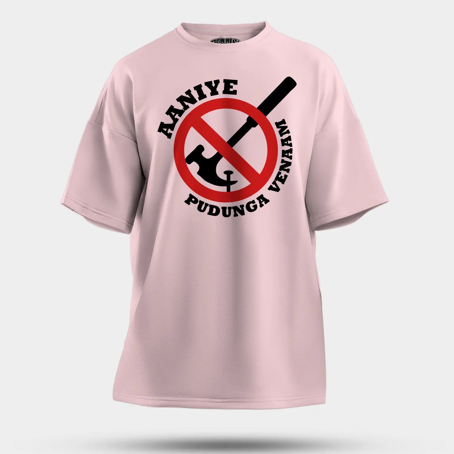Aaniye Pudunga Venaam Men/Unisex Oversized T-Shirt in Light Baby Pink Color