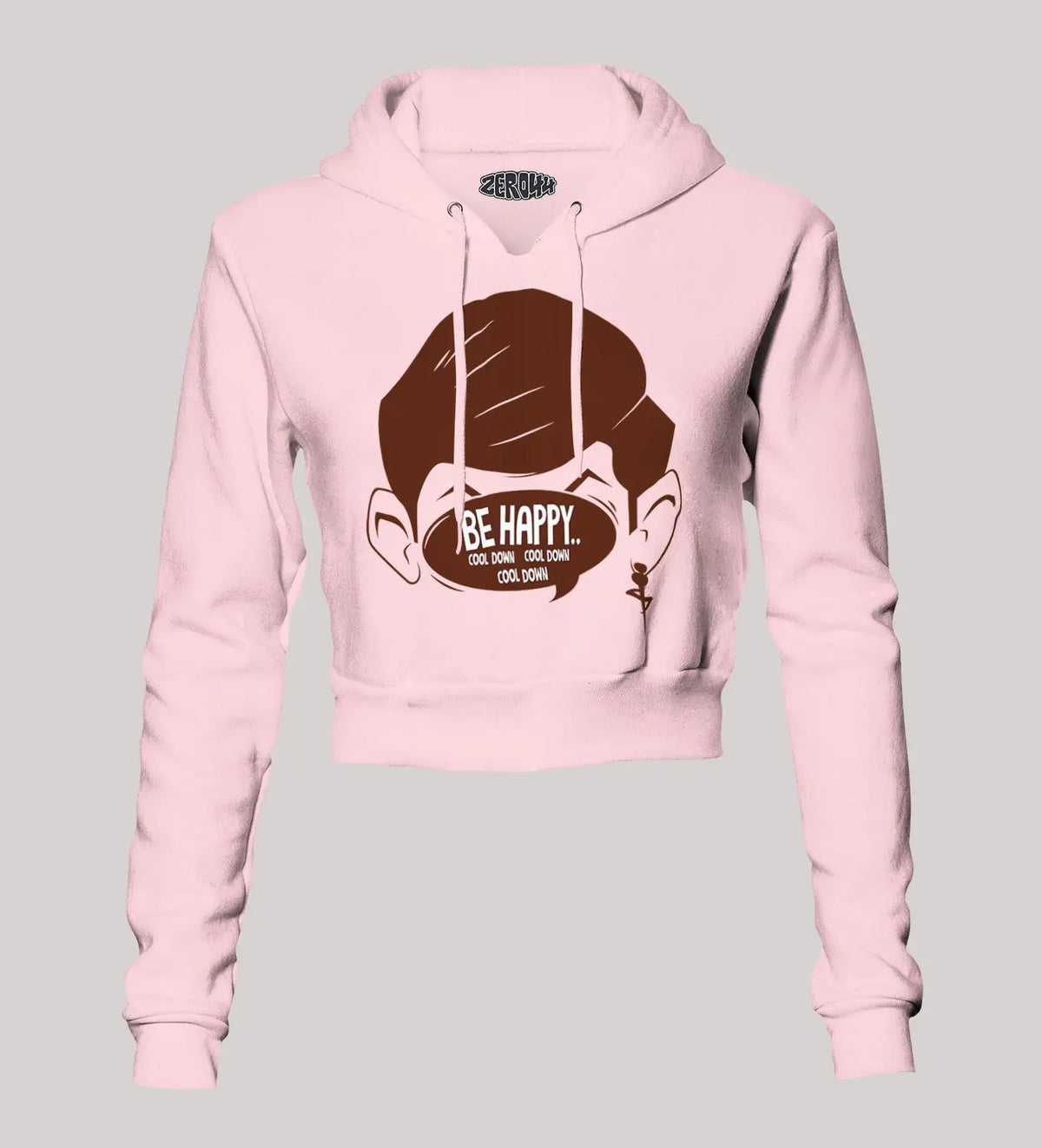 Be Happy Cool Down Cool Down Cool Down Women's Crop Hoodies in Light Baby Pink Color