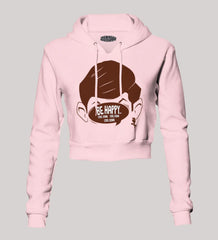 Be Happy Cool Down Cool Down Cool Down Women's Crop Hoodies in Light Baby Pink Color