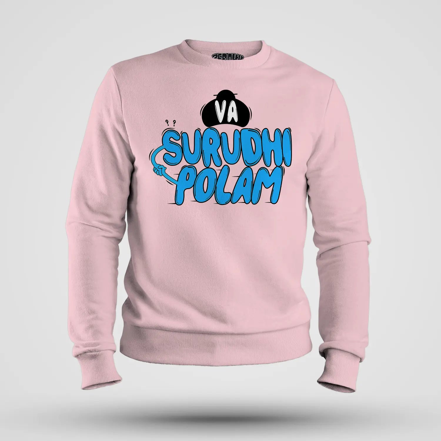 Va Surudhi Polam Men/Unisex Sweatshirt in Light Baby Pink Color