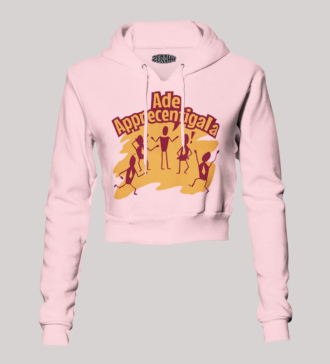 Ade Apprecentingala Women's Crop Hoodies in Light Baby Pink Color