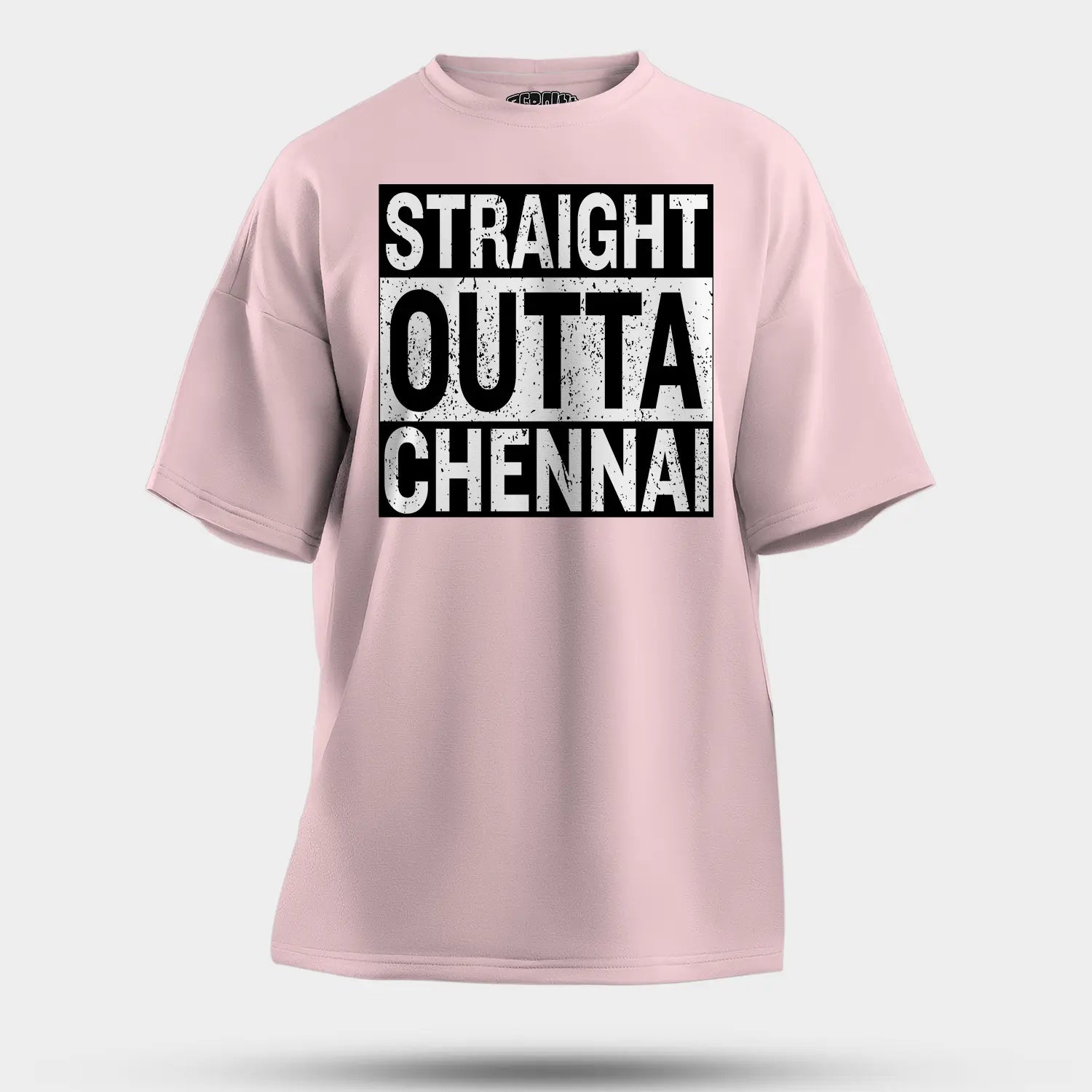Straight Outta Chennai Men/Unisex Oversized T-Shirt in Light Baby Pink Color