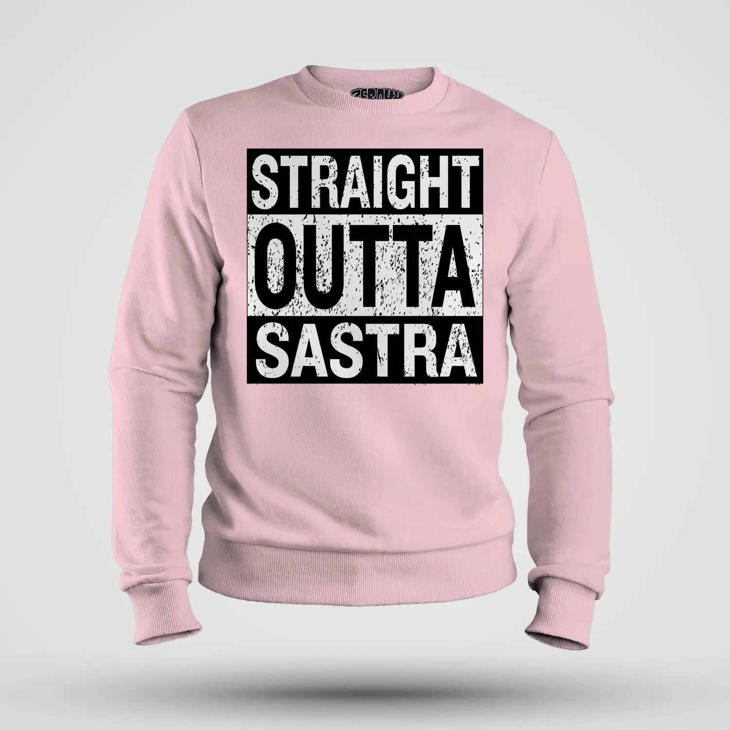 Straight Outta Sastra Men/Unisex Sweatshirt in Light Baby Pink Color