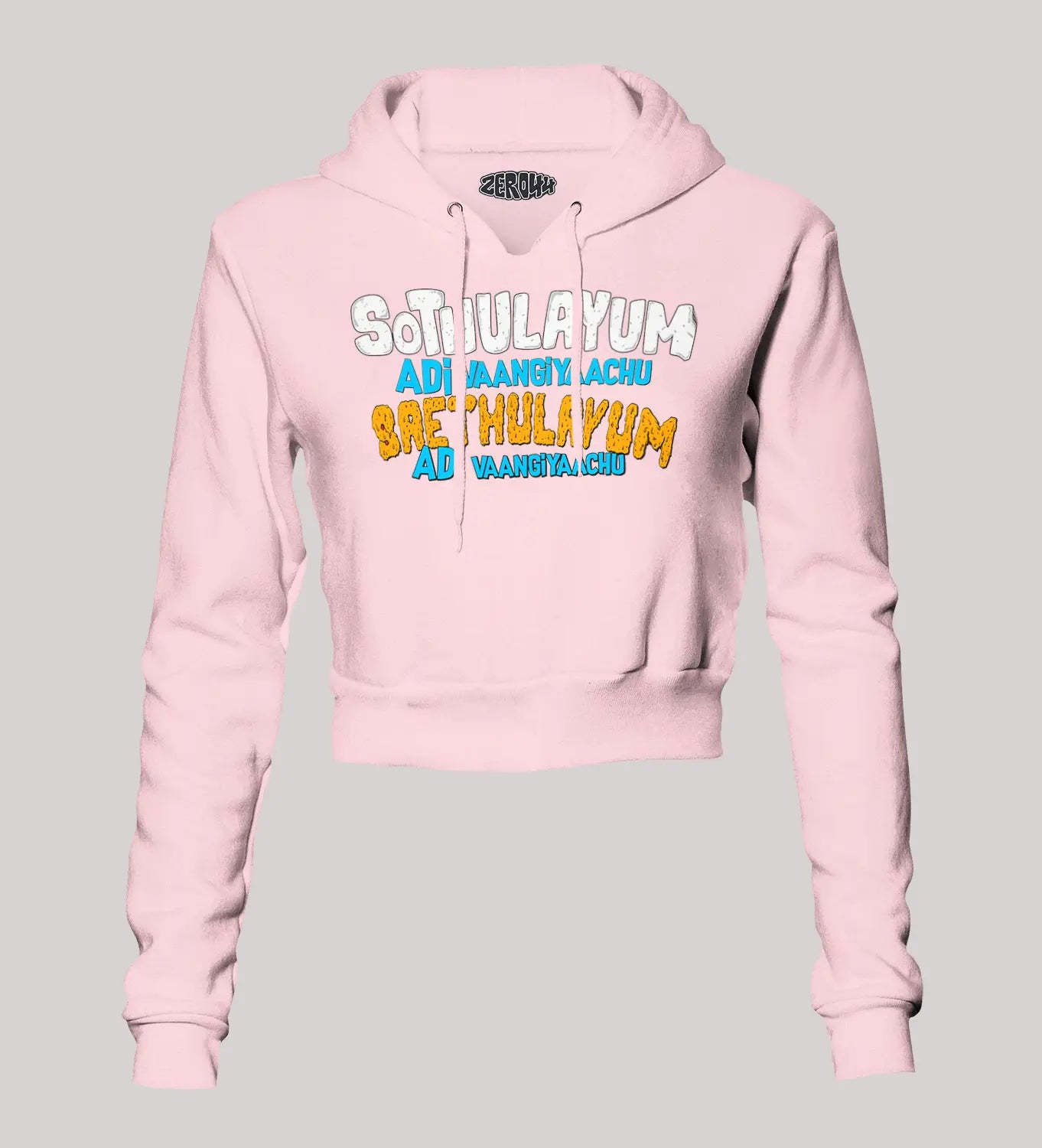 Sothulayum Adi Vaangiyaachu Saethulayum Adi Vaangiyaachu Women's Crop Hoodies in Light Baby Pink Color