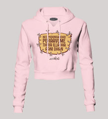 Nee Pudungurathu Puraavume Theva Illadha Aani Dhan Women's Crop Hoodies in Light Baby Pink Color