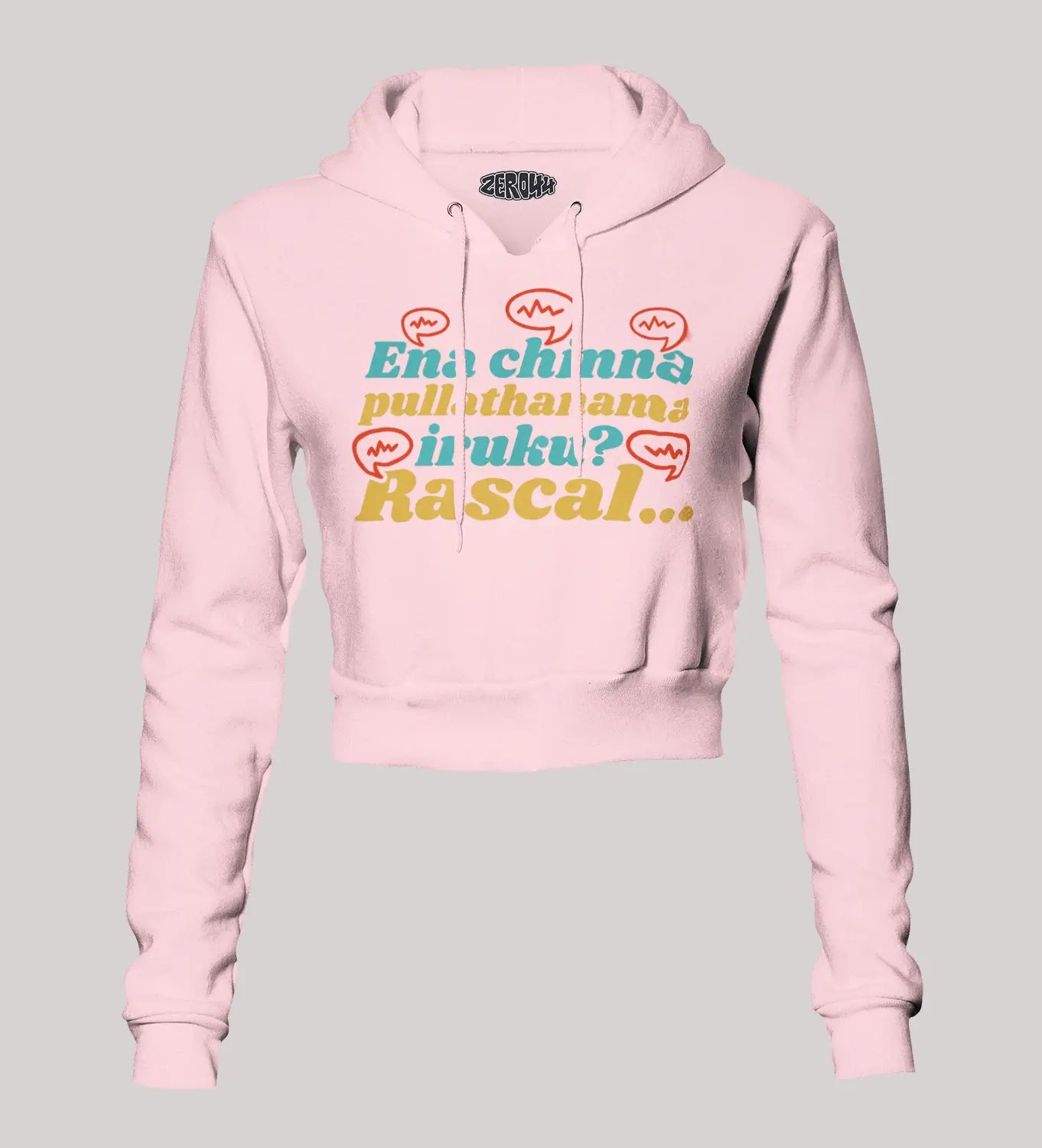 Ena Chinna Pulla Thanama Iruku Rascal Women's Crop Hoodies in Light Baby Pink Color