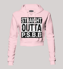Straight Outta Psbb Women's Crop Hoodies in Light Baby Pink Color