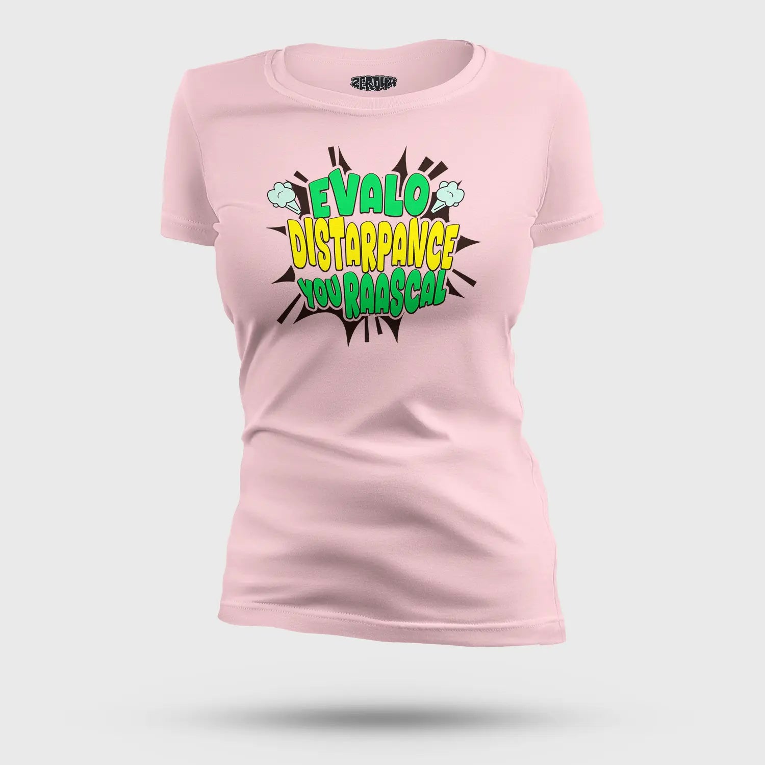 Evalo Distarpance You Raascal Women's T-Shirt in Light Baby Pink Color
