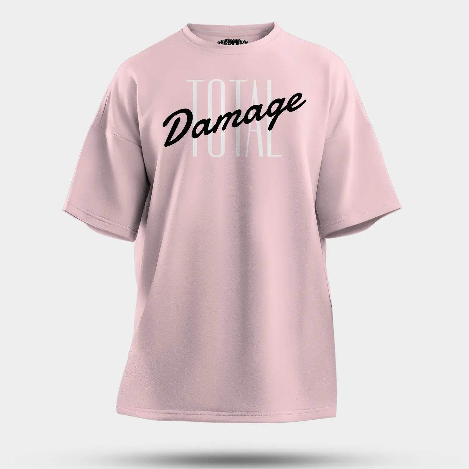 Total Damage Men/Unisex Oversized T-Shirt in Light Baby Pink Color