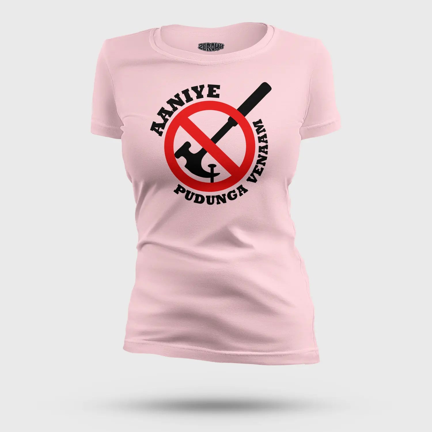Aaniye Pudunga Venaam Women's T-Shirt in Light Baby Pink Color