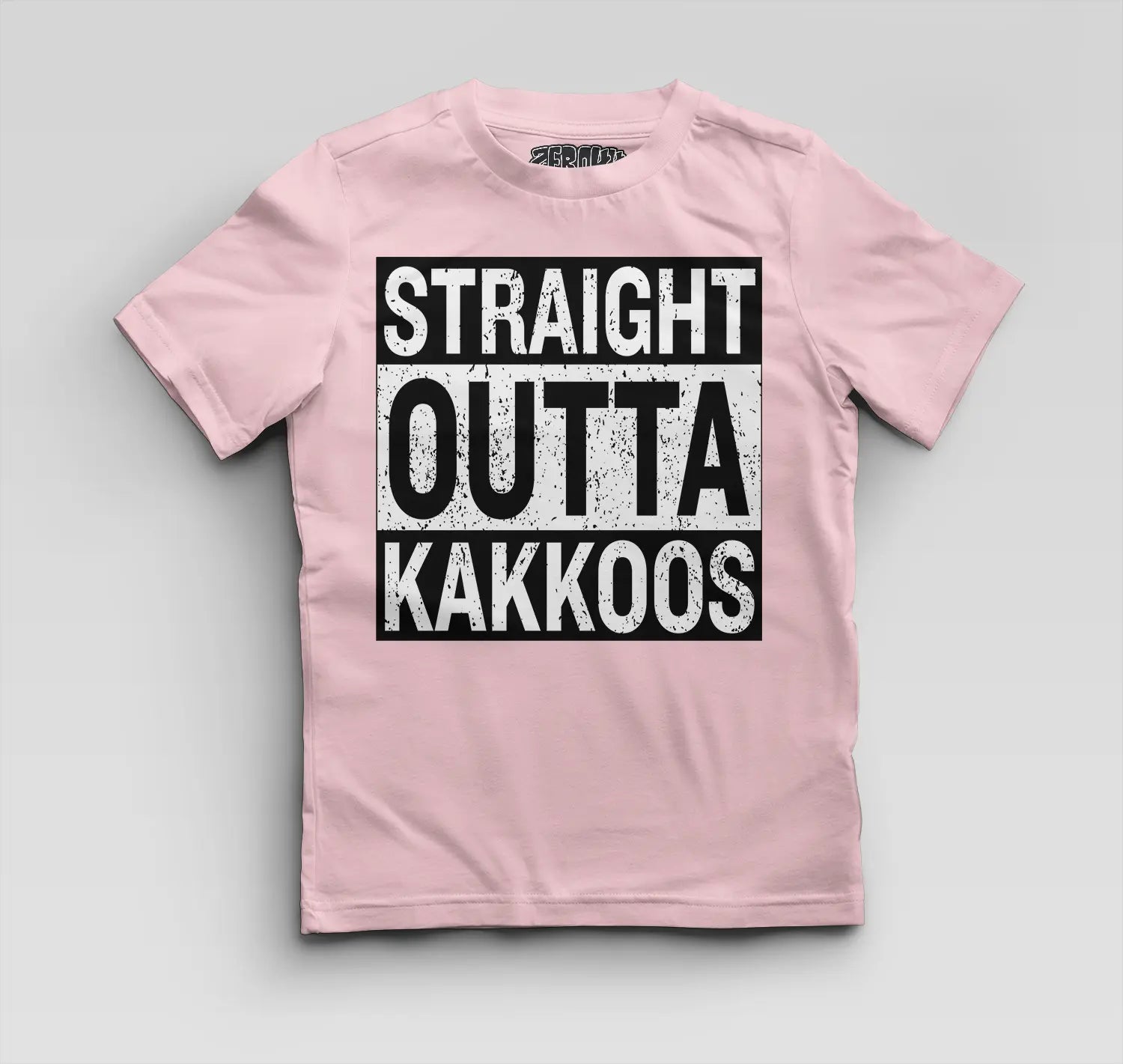 Straight Outta Kakkoos Boys Round Neck T-Shirt in Light Baby Pink Color