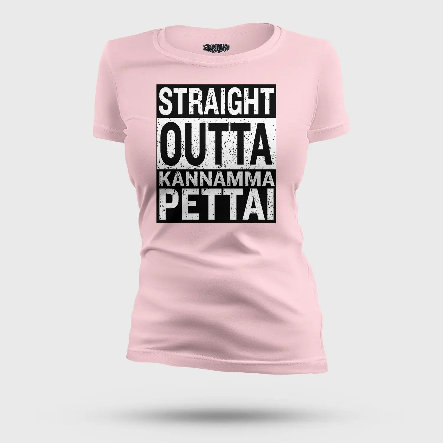Straight Outta Kannamma Pettai Women's T-Shirt in Light Baby Pink Color