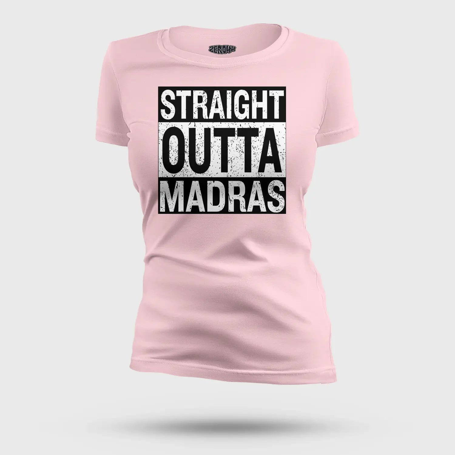 Straight Outta Madras Women's T-Shirt in Light Baby Pink Color