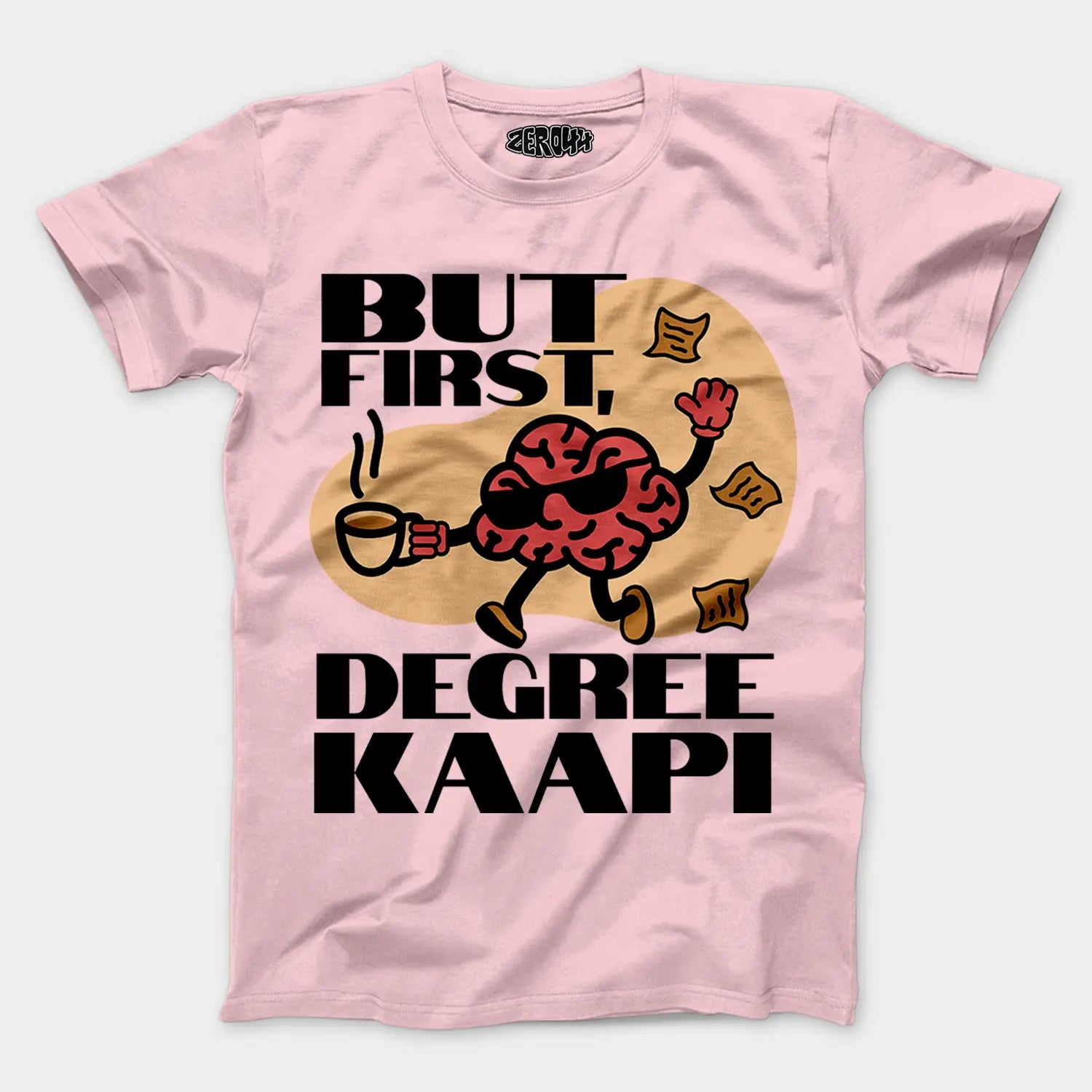 But First Degree Kaapi Men/Unisex T-Shirt in Light Baby Pink Color