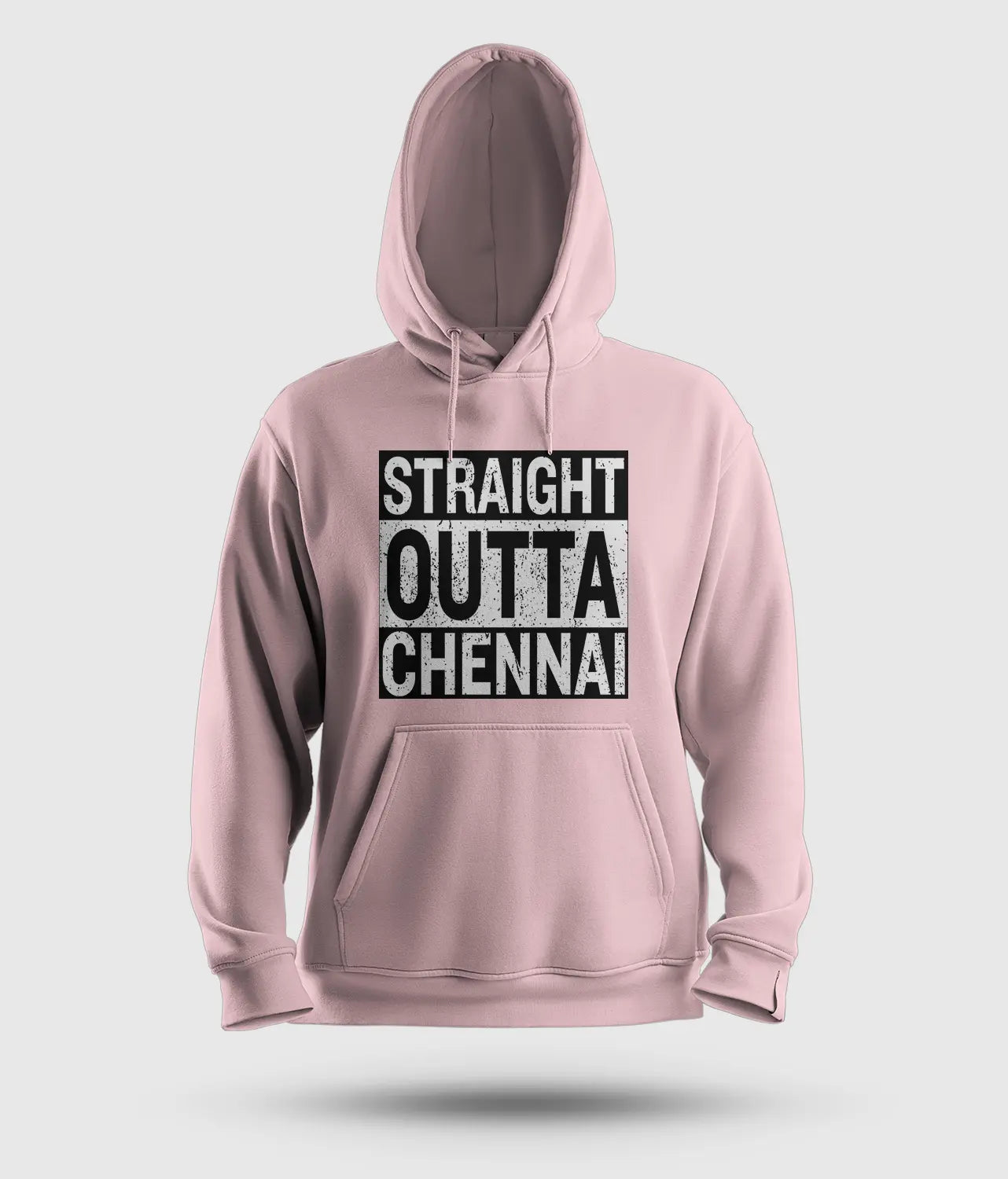 Straight Outta Chennai Men/Unisex Hoodie in Light Baby Pink Color