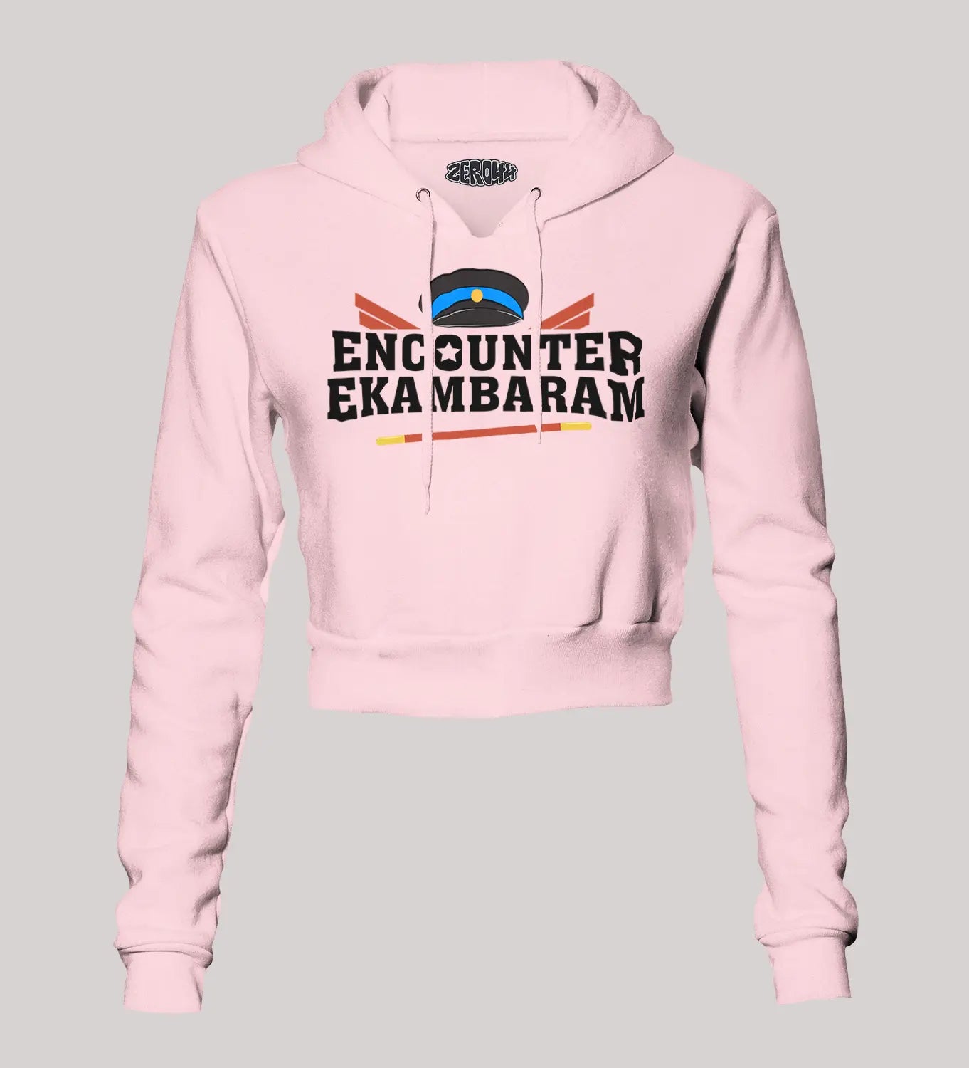 Encounter Ekambaram Women's Crop Hoodies in Light Baby Pink Color