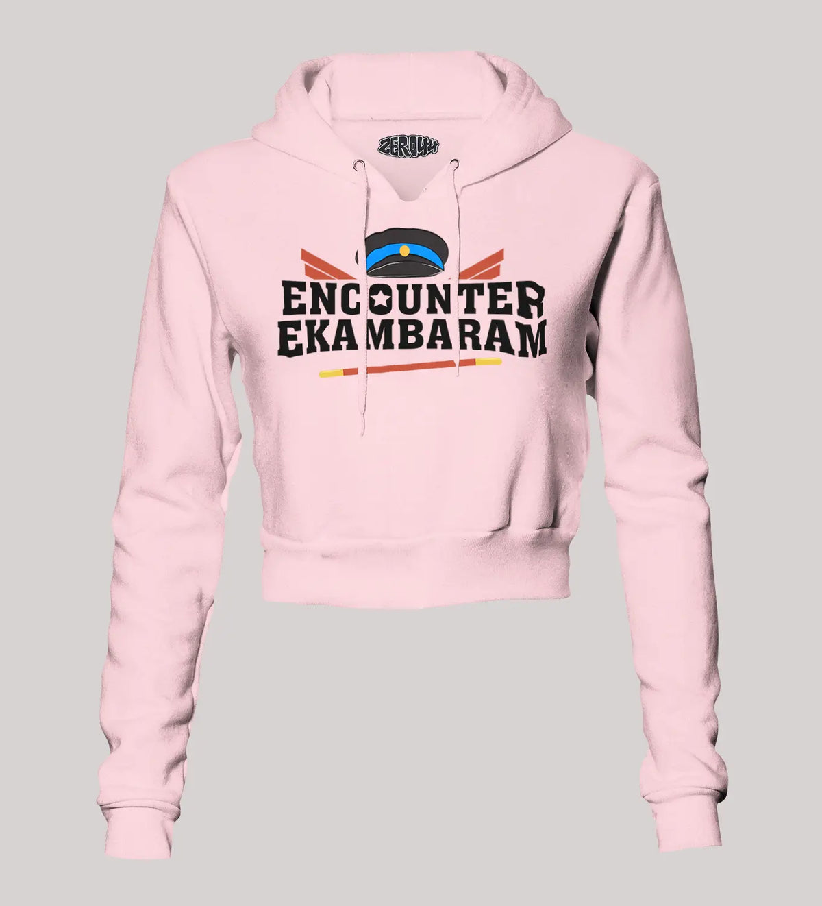 Encounter Ekambaram Women's Crop Hoodies in Light Baby Pink Color