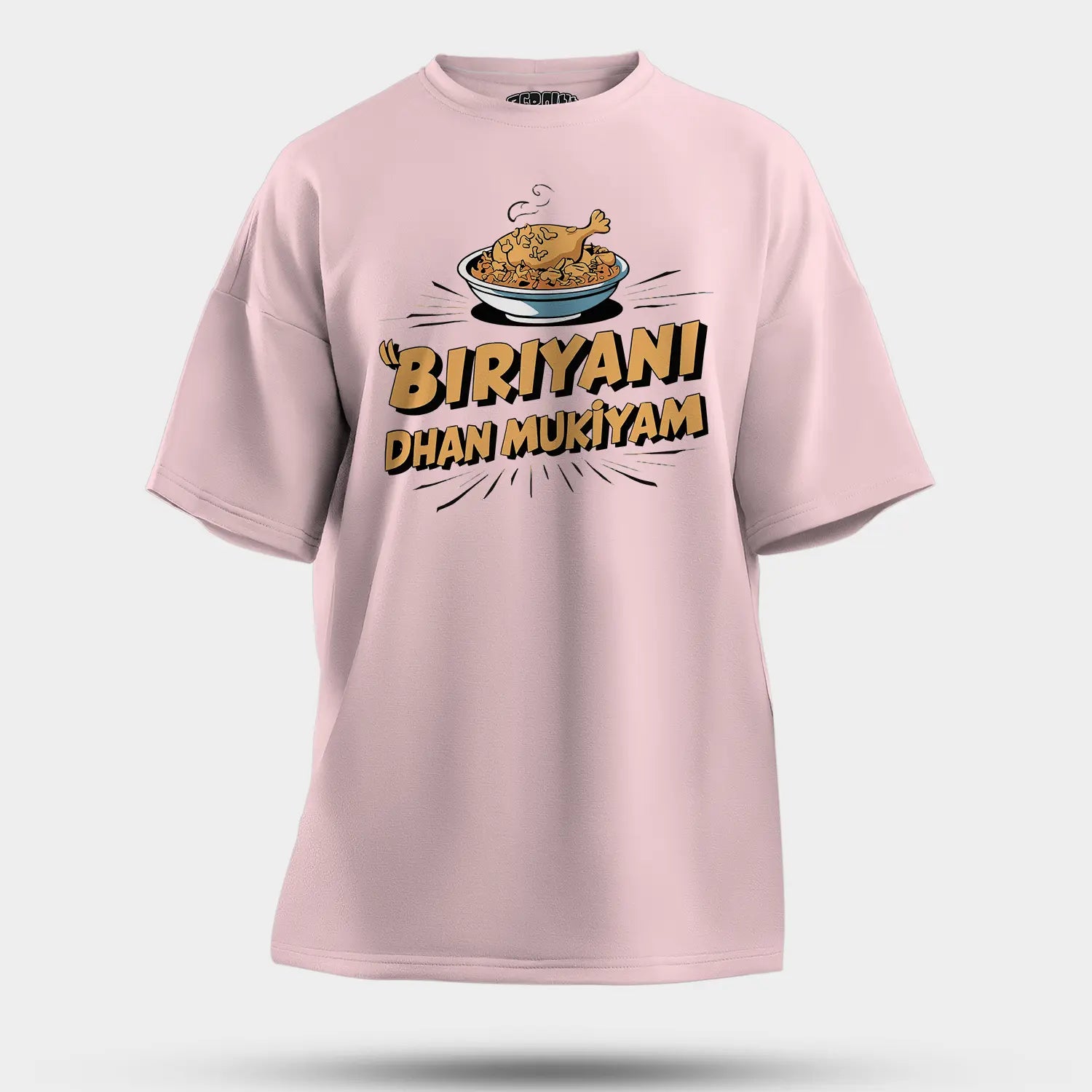 Biriyani Dhan Mukiyam Men/Unisex Oversized T-Shirt in Light Baby Pink Color