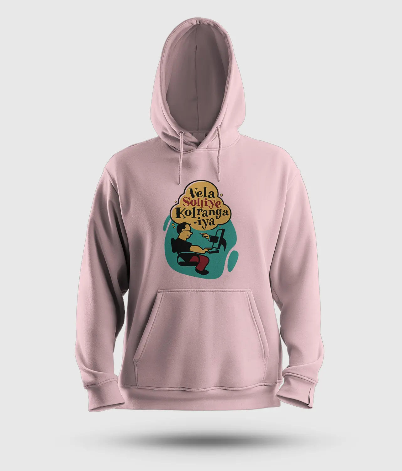 Vela Soliye Kolrangaiya Men/Unisex Hoodie in Light Baby Pink Color