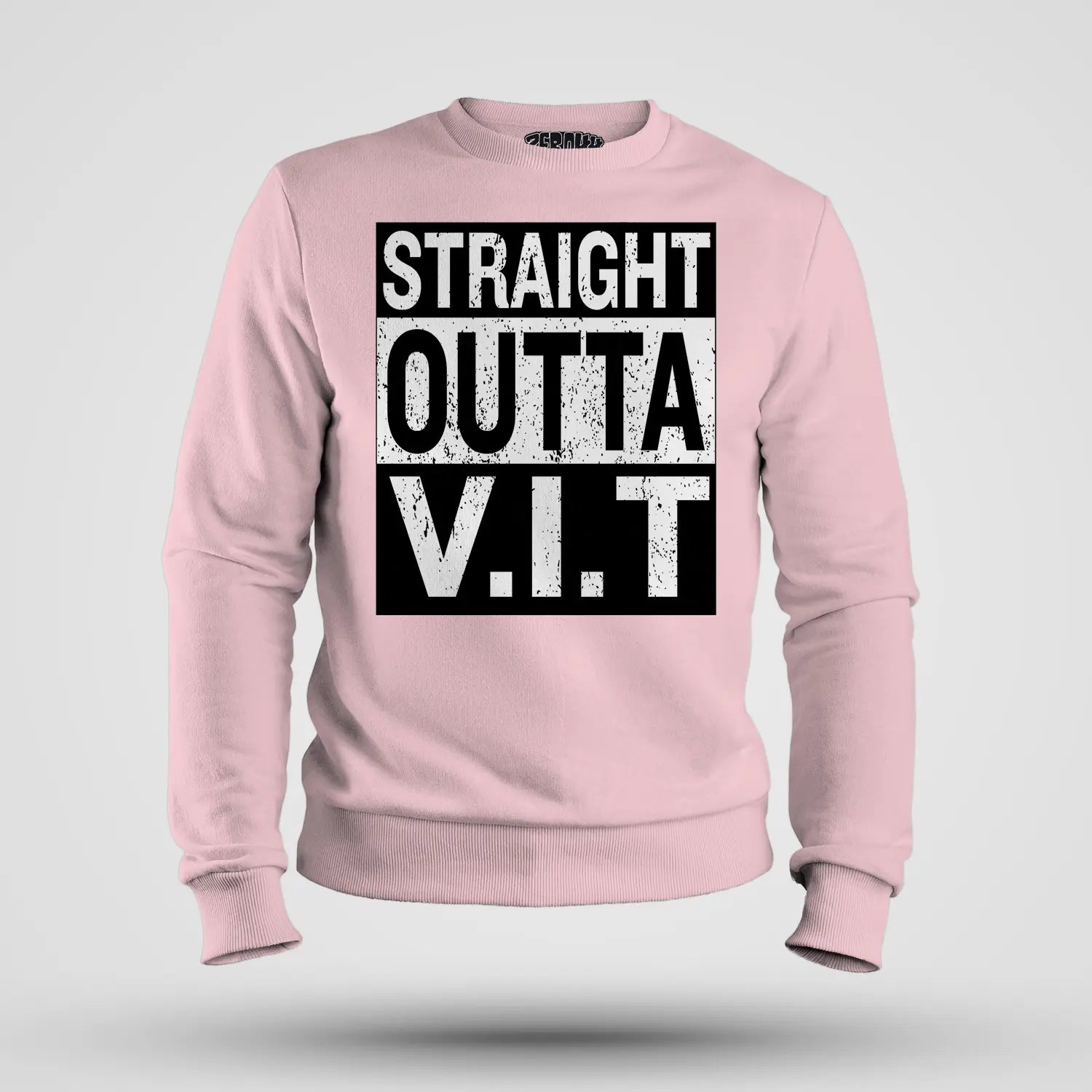 Straight Outta Vit Men/Unisex Sweatshirt in Light Baby Pink Color