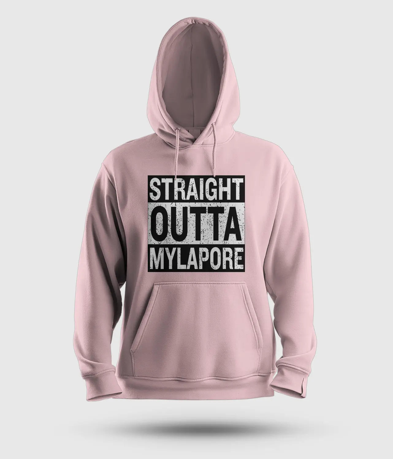 Straight Outta Mylapore Men/Unisex Hoodie in Light Baby Pink Color