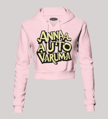 Anna Auto Varuma Women's Crop Hoodies in Light Baby Pink Color