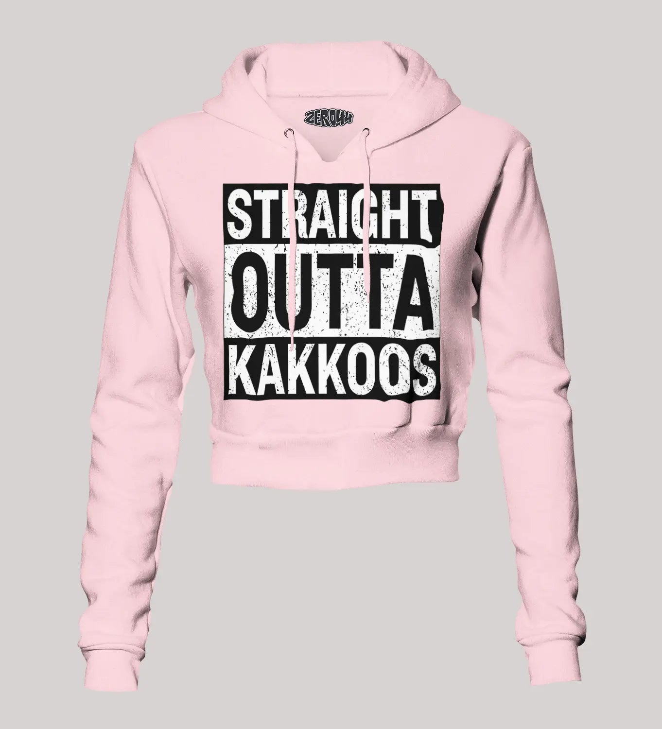 Straight Outta Kakkoos Women's Crop Hoodies in Light Baby Pink Color