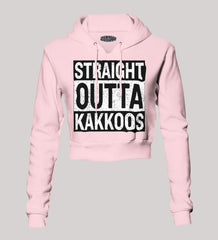 Straight Outta Kakkoos Women's Crop Hoodies in Light Baby Pink Color