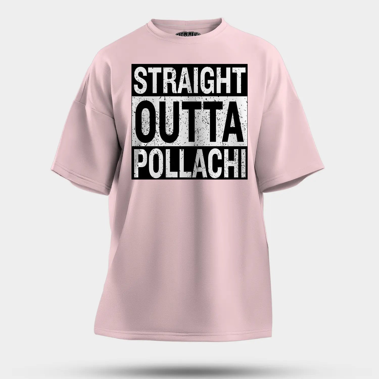 Straight Outta Pollachi Men/Unisex Oversized T-Shirt in Light Baby Pink Color