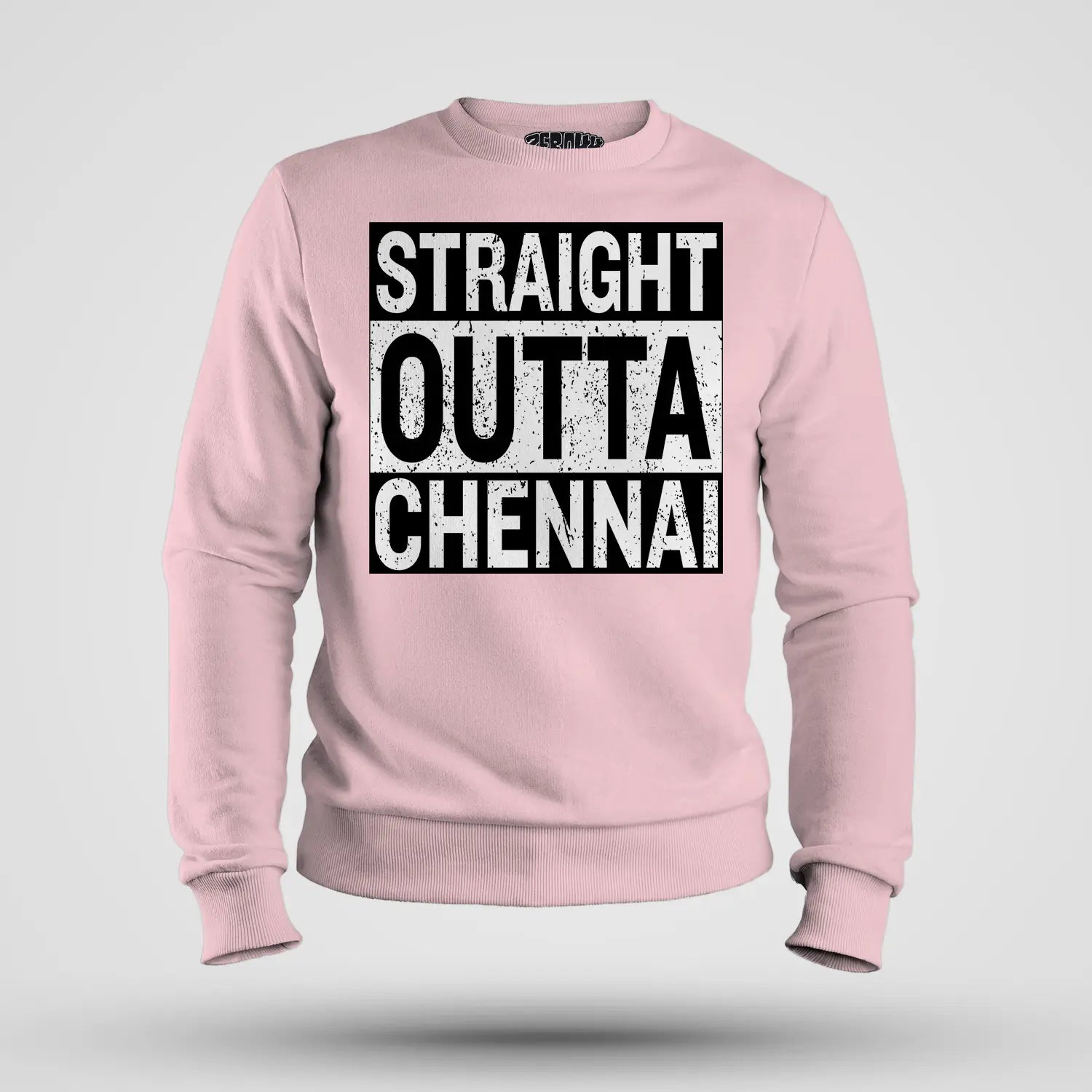 Straight Outta Chennai Men/Unisex Sweatshirt in Light Baby Pink Color