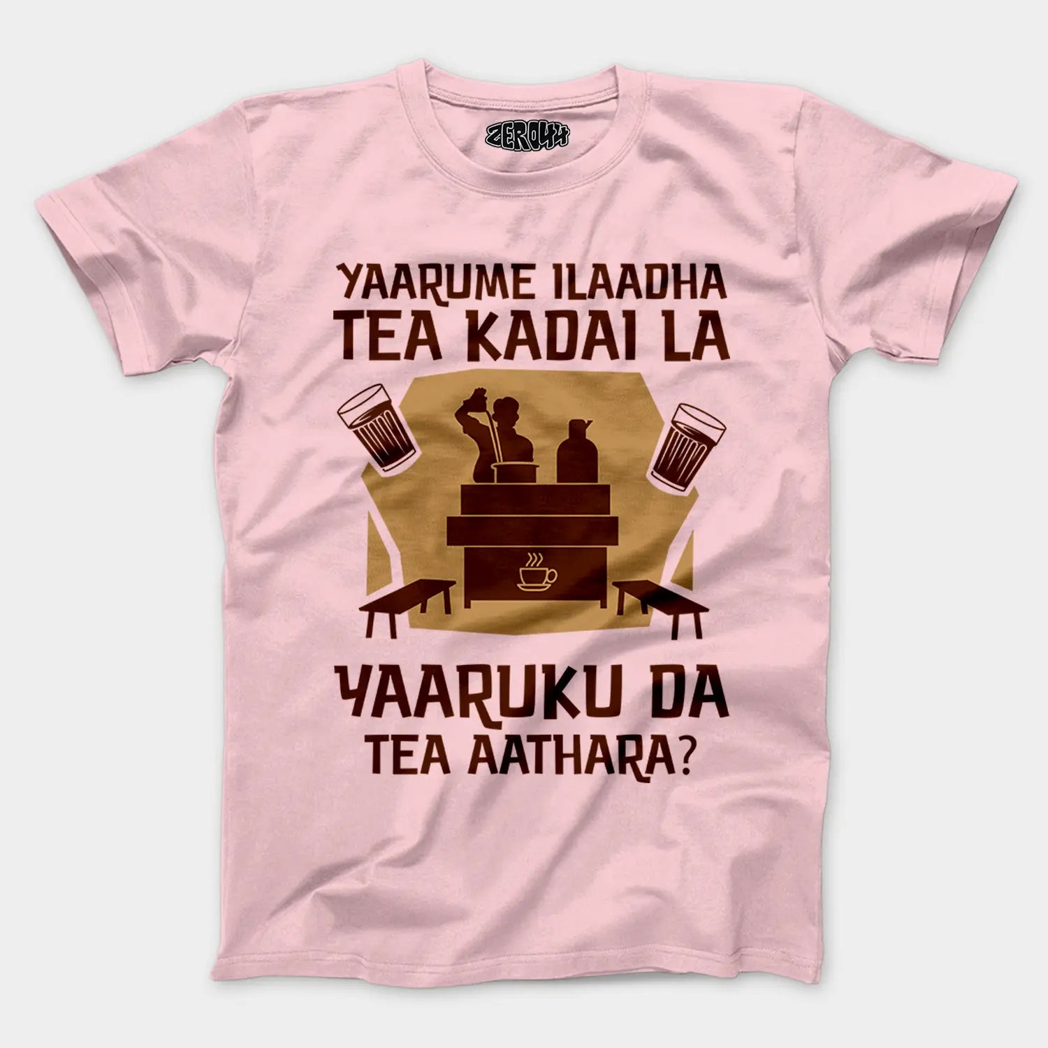Yaarume Ilaadha Tea Kadai La Yaaruku Da Tea Aathara? Men/Unisex T-Shirt in Light Baby Pink Color