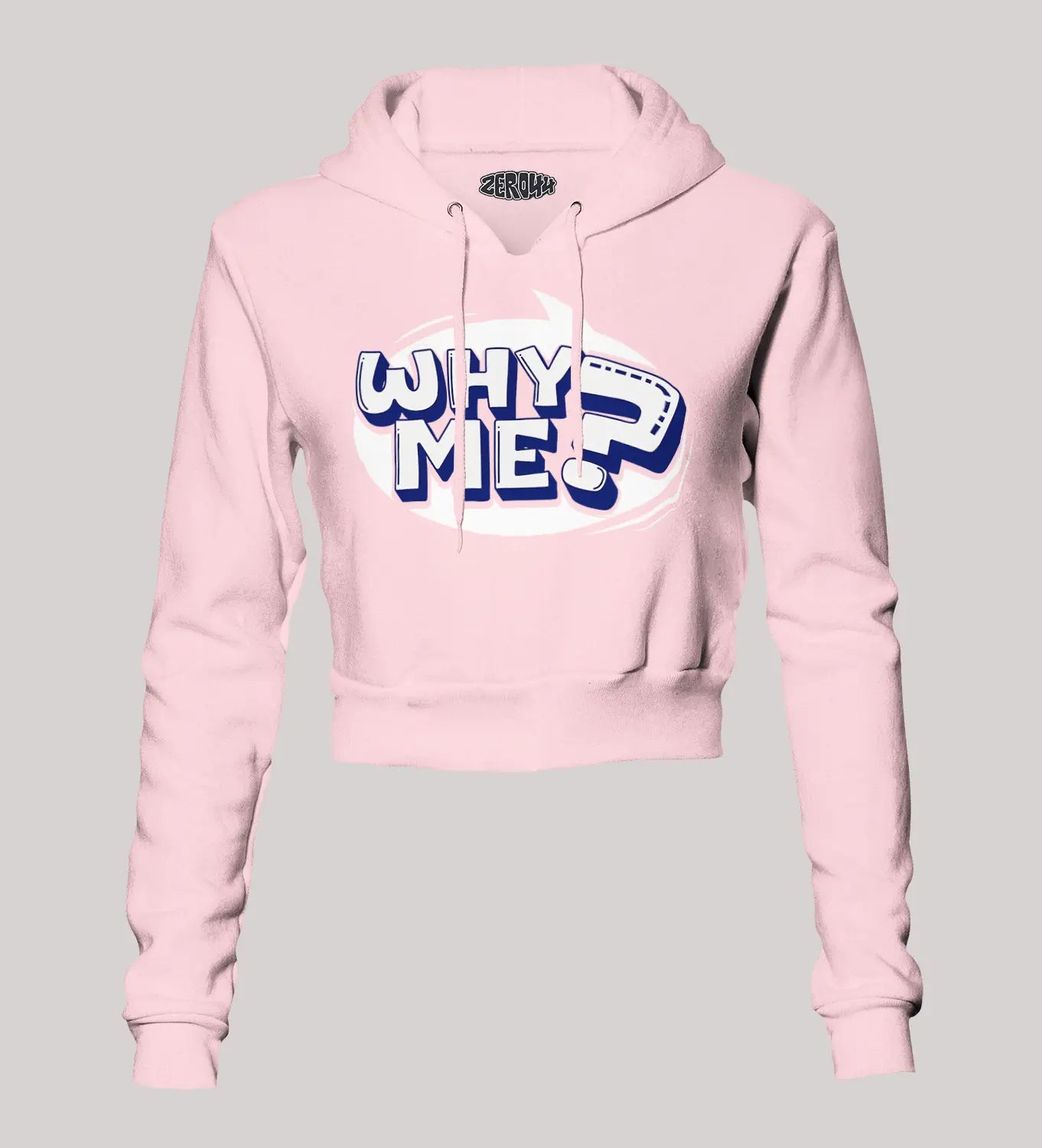 Why Me? Women's Crop Hoodies in Light Baby Pink Color