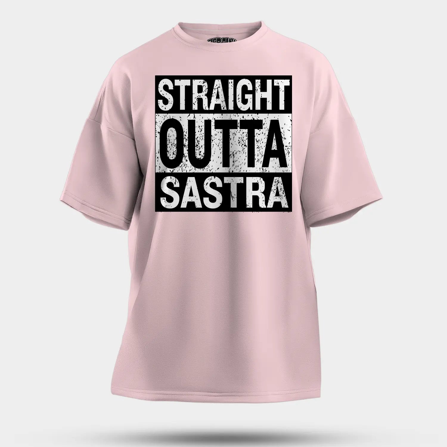 Straight Outta Sastra Men/Unisex Oversized T-Shirt in Light Baby Pink Color