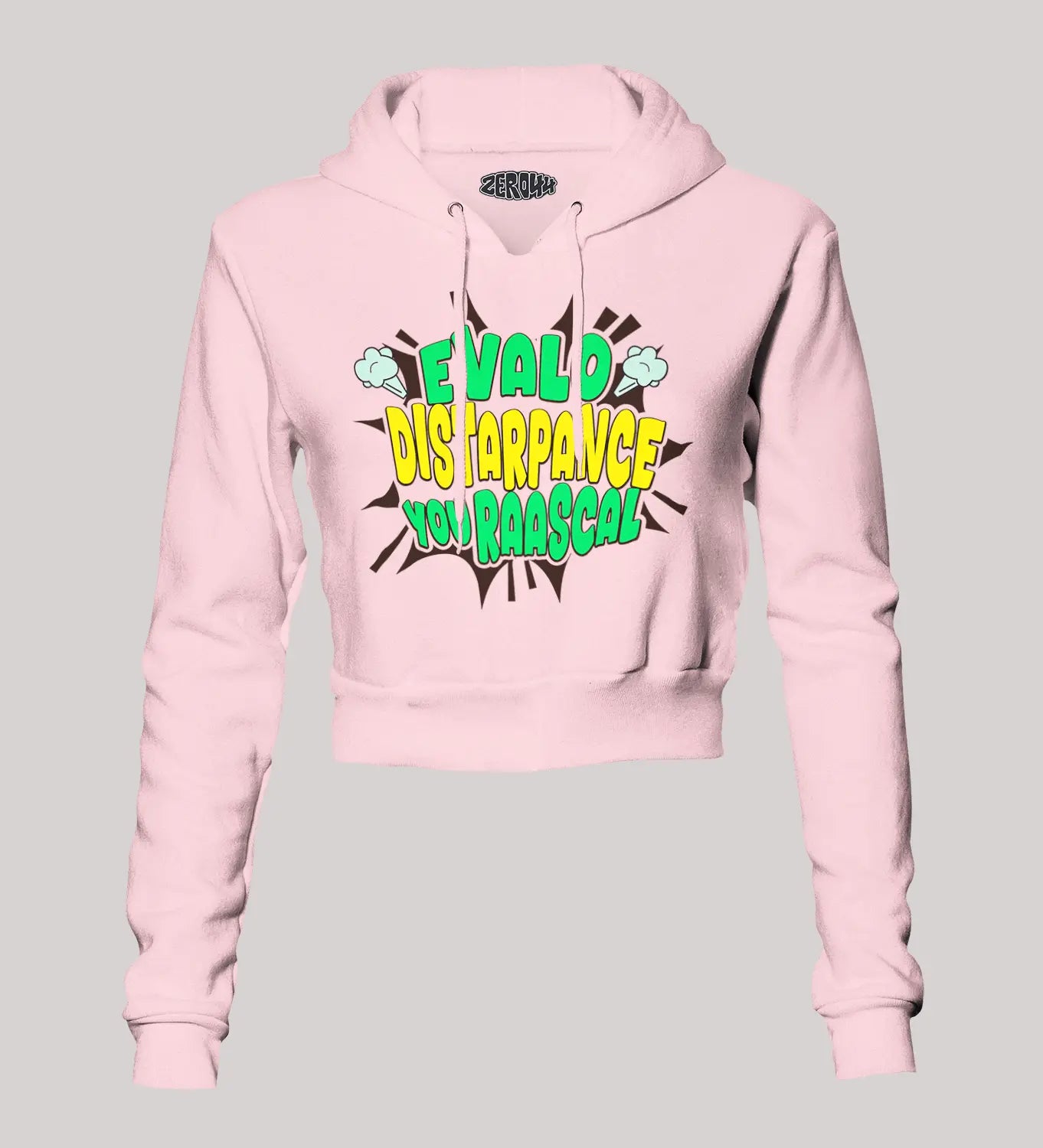 Evalo Distarpance You Raascal Women's Crop Hoodies in Light Baby Pink Color