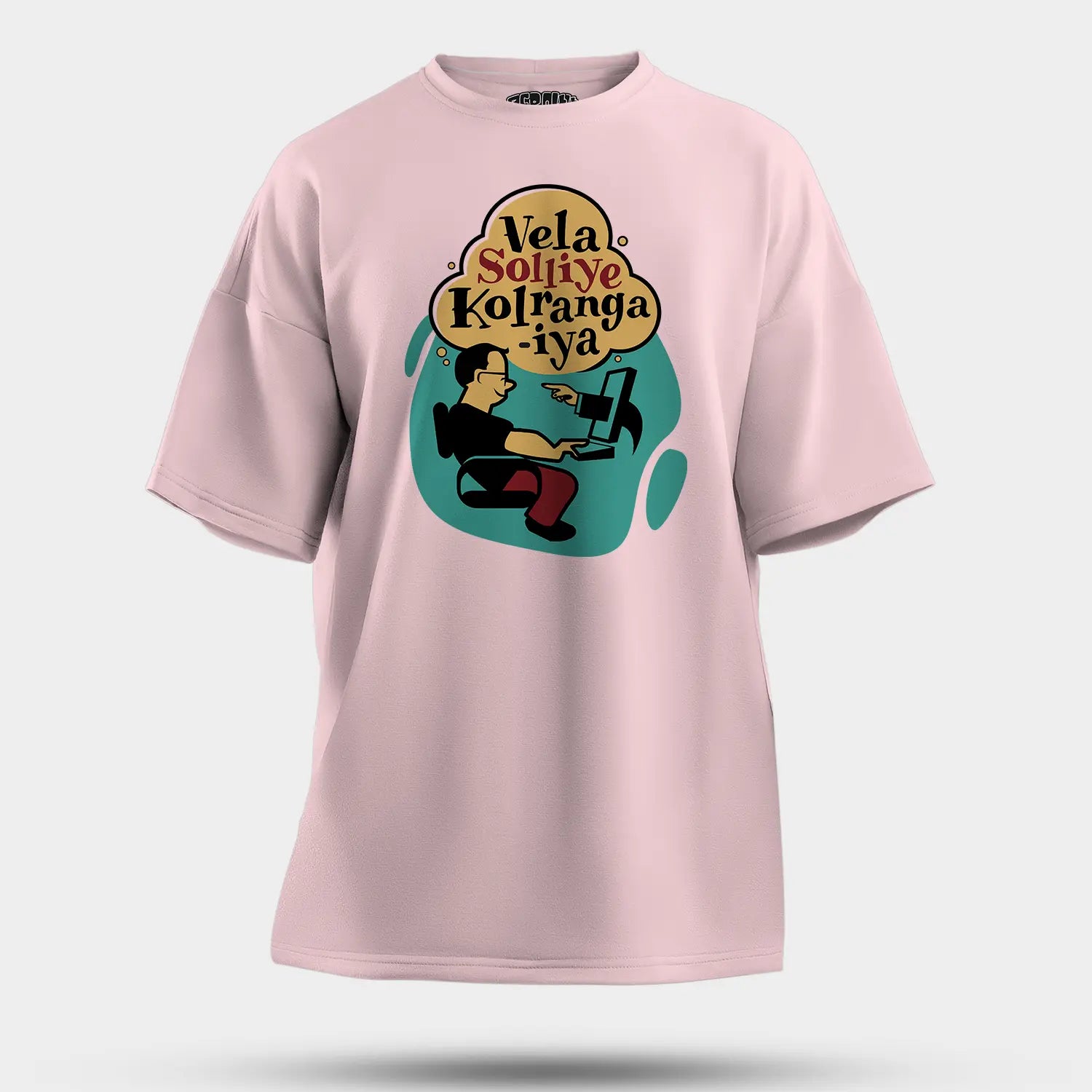 Vela Soliye Kolrangaiya Men/Unisex Oversized T-Shirt in Light Baby Pink Color