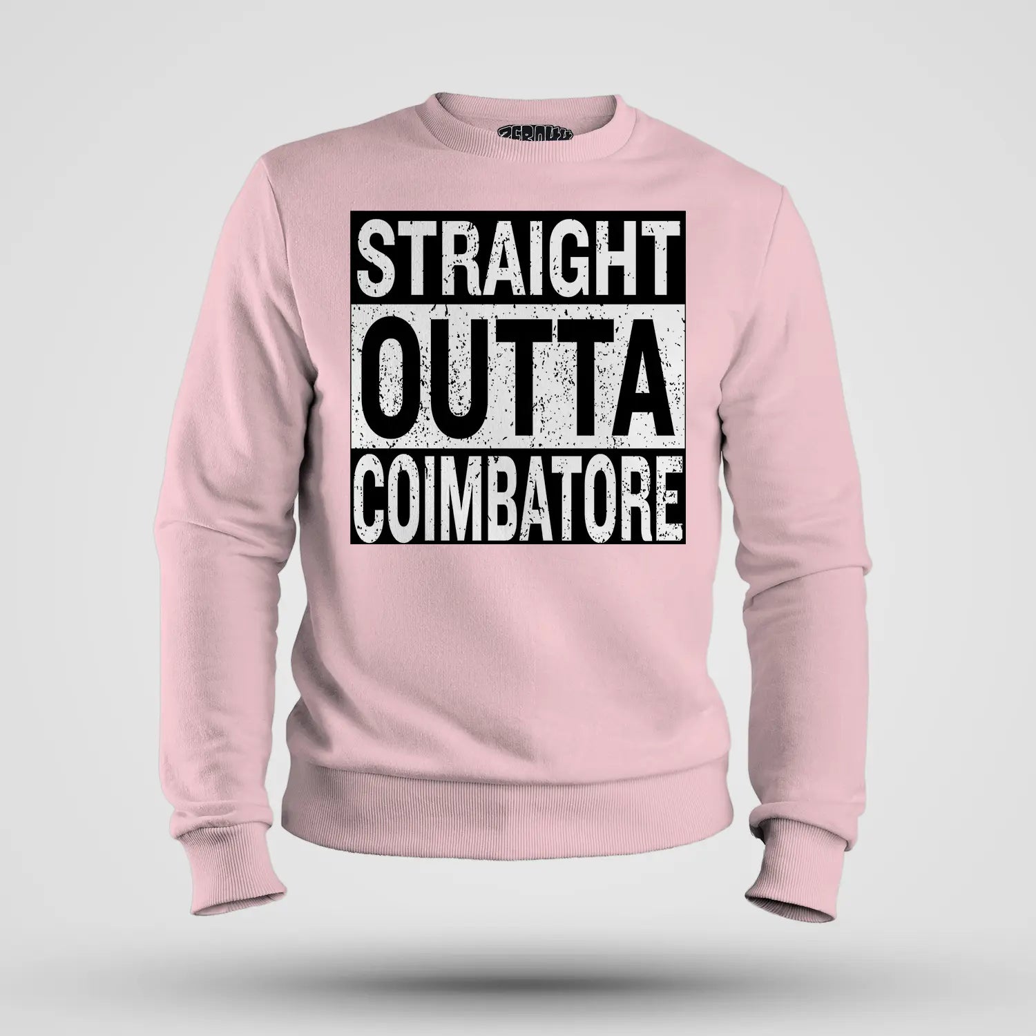 Straight Outta Coimbatore Men/Unisex Sweatshirt in Light Baby Pink Color