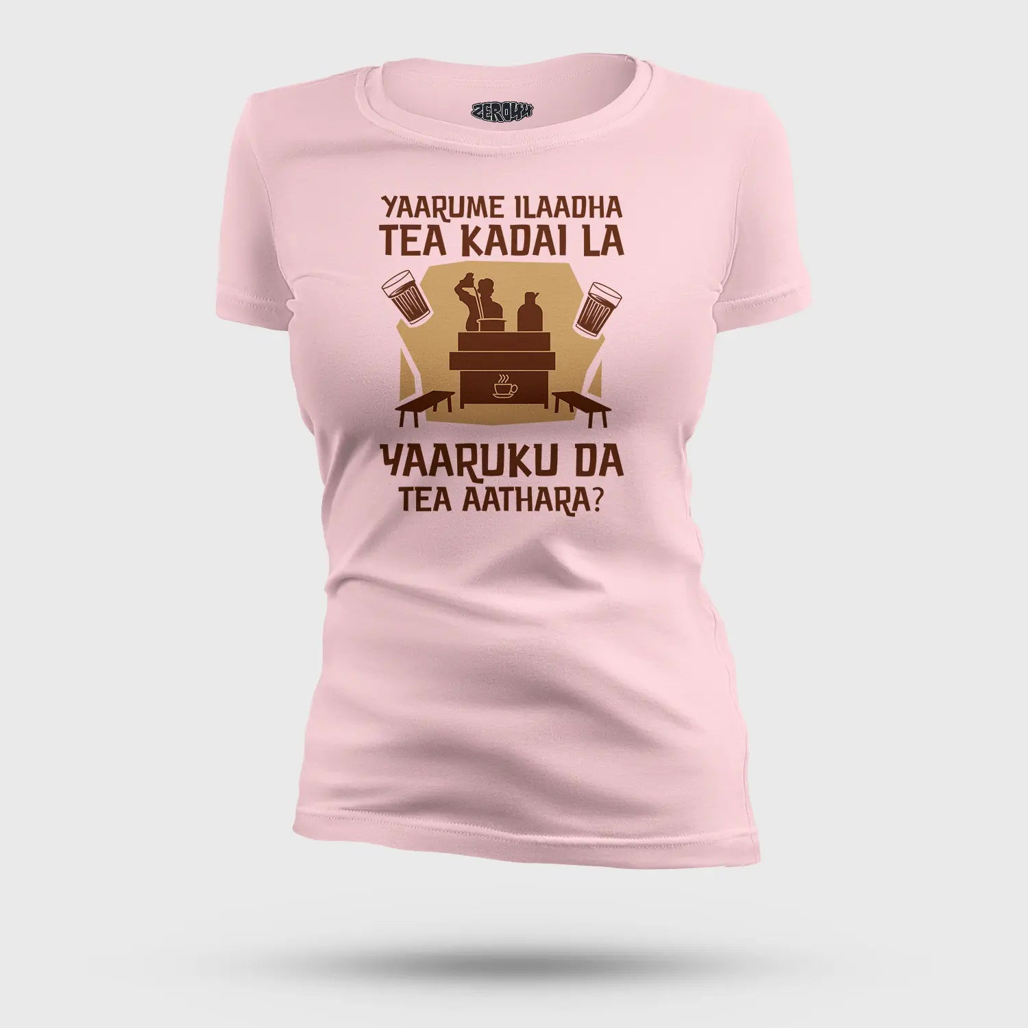Yaarume Ilaadha Tea Kadai La Yaaruku Da Tea Aathara? Women's T-Shirt in Light Baby Pink Color